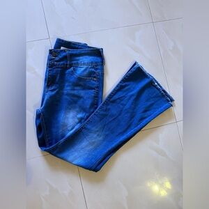 Red Bottoms Blue Straight Leg Jeans with Classic Design wide legs 13/31